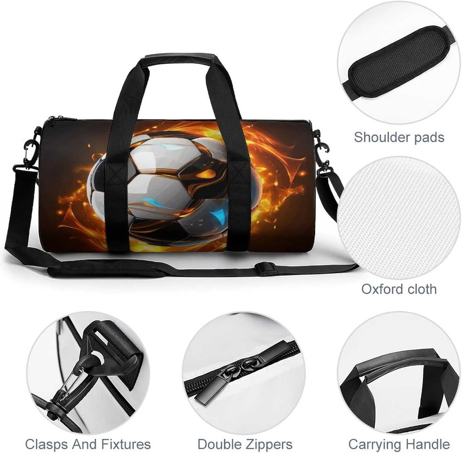 Duffel Bag for Men Women Gym Bag Cool Soccer Ball Travel Duffel Bag Waterproof Overnight Bag for Sports Workout