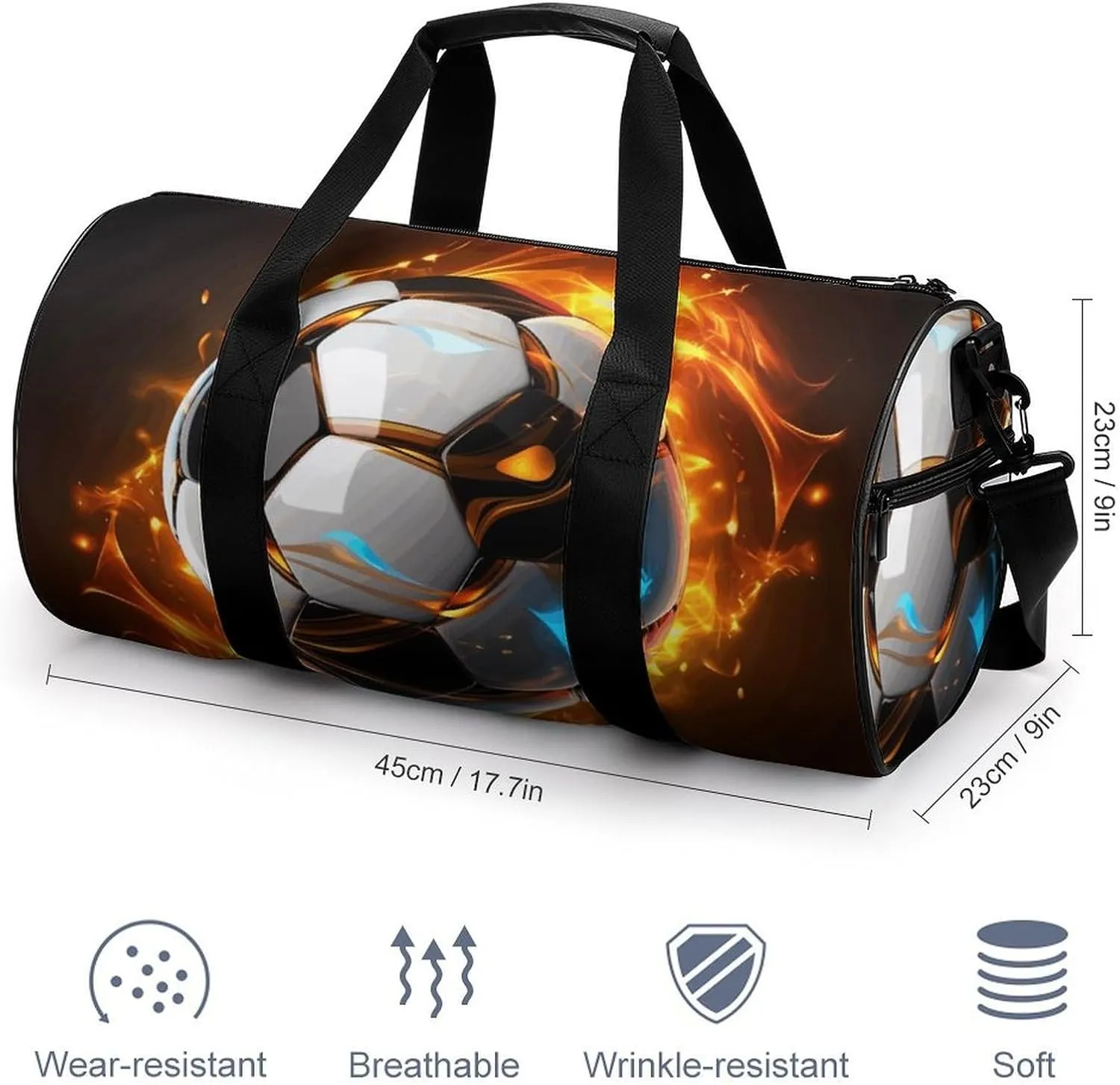 Duffel Bag for Men Women Gym Bag Cool Soccer Ball Travel Duffel Bag Waterproof Overnight Bag for Sports Workout