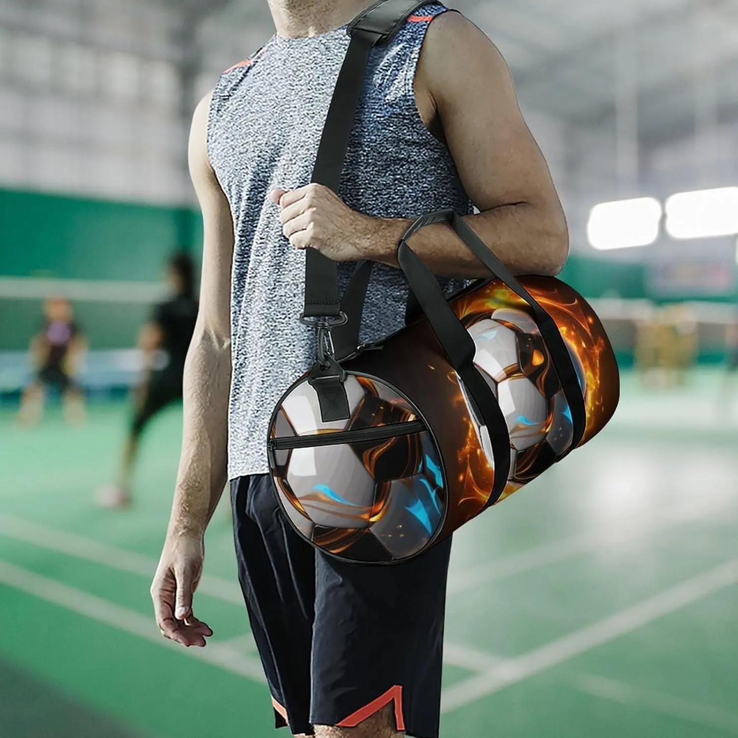 Duffel Bag for Men Women Gym Bag Cool Soccer Ball Travel Duffel Bag Waterproof Overnight Bag for Sports Workout