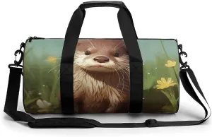 Duffel Bag for Men Women Gym Bag Cute Otter Travel Duffel Bag Waterproof Overnight Bag for Sports Workout