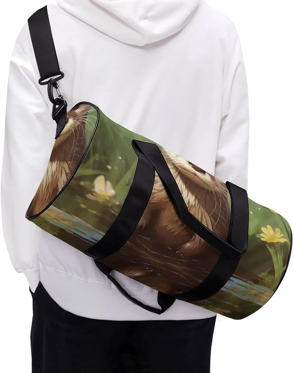 Duffel Bag for Men Women Gym Bag Cute Otter Travel Duffel Bag Waterproof Overnight Bag for Sports Workout