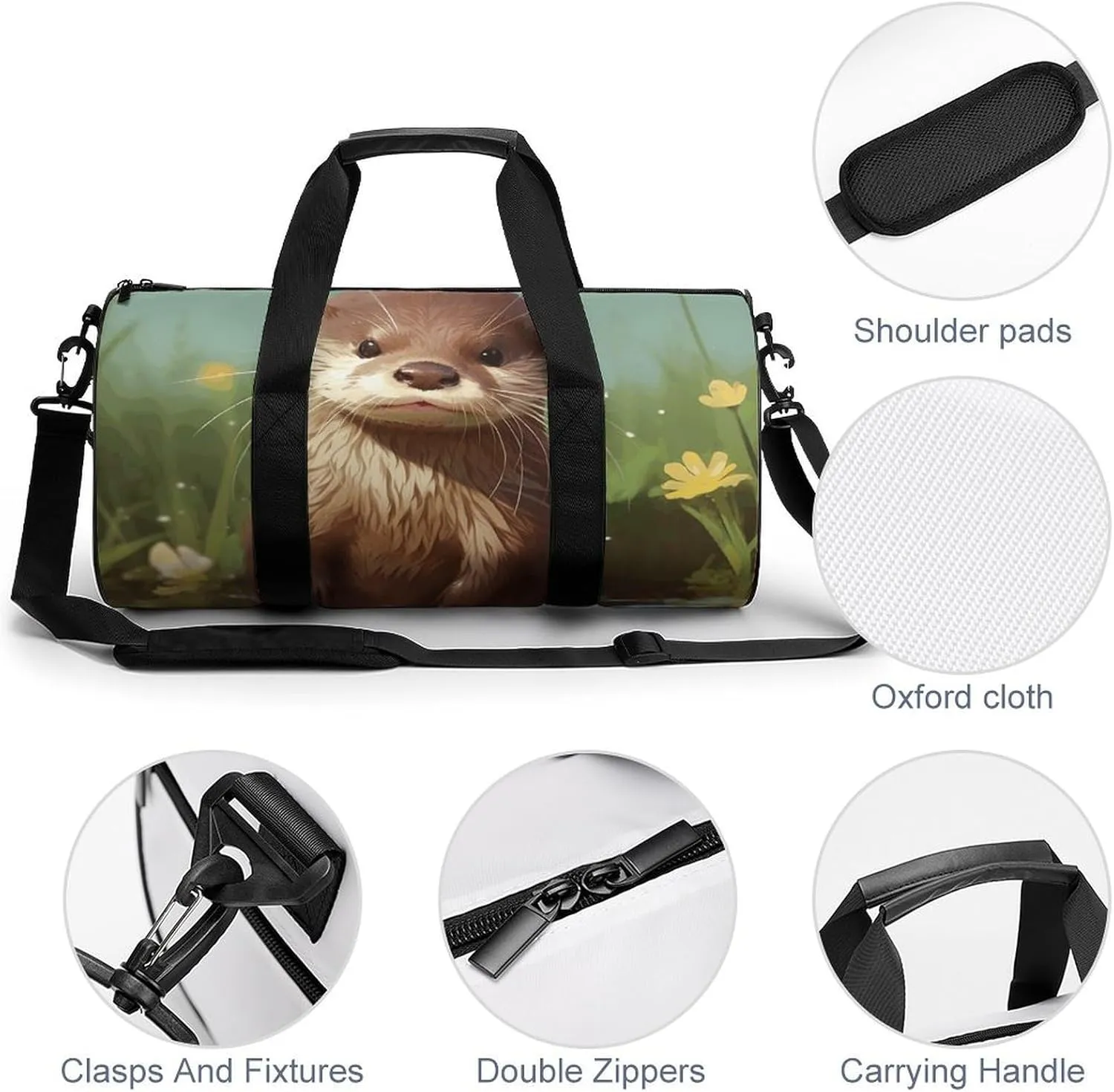 Duffel Bag for Men Women Gym Bag Cute Otter Travel Duffel Bag Waterproof Overnight Bag for Sports Workout