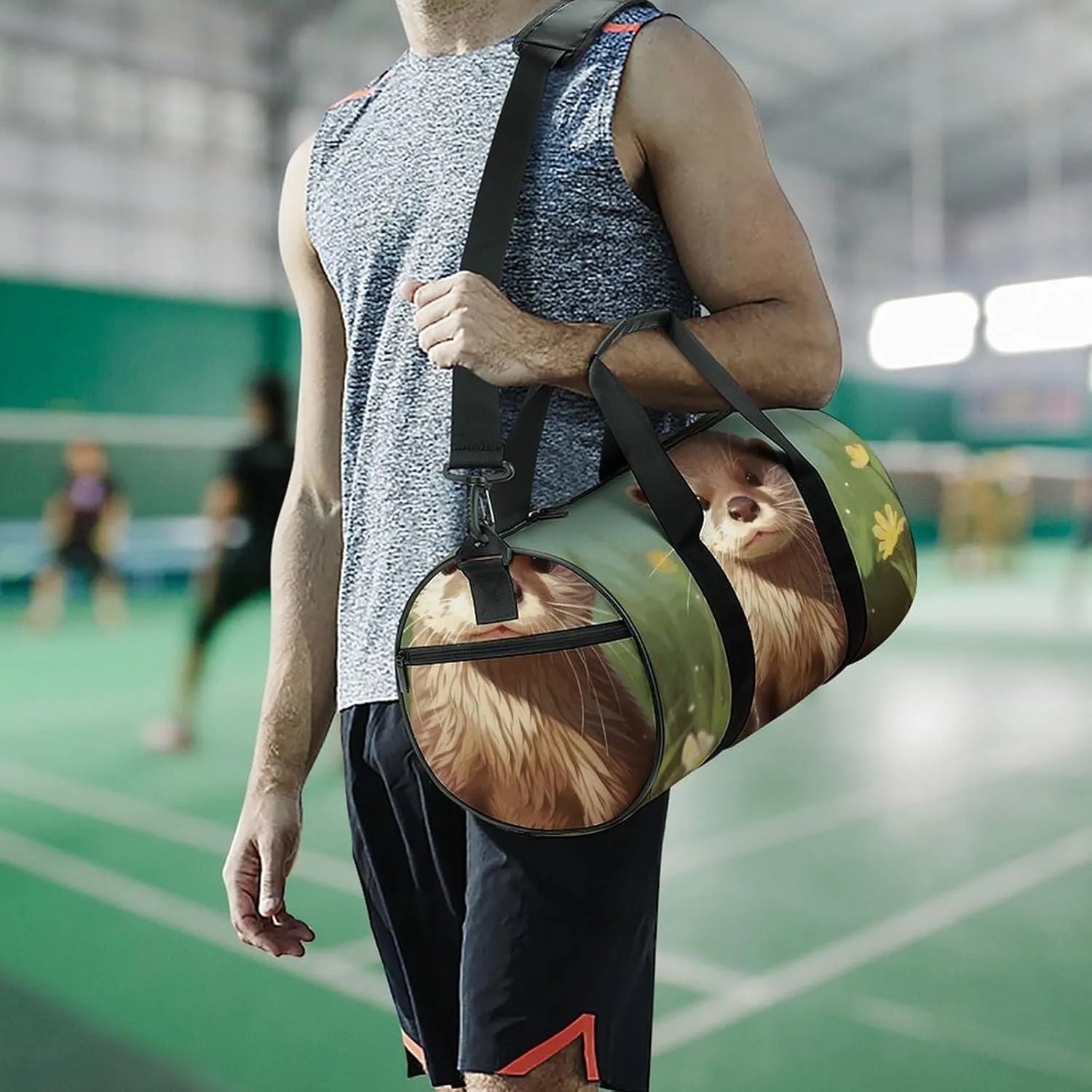 Duffel Bag for Men Women Gym Bag Cute Otter Travel Duffel Bag Waterproof Overnight Bag for Sports Workout