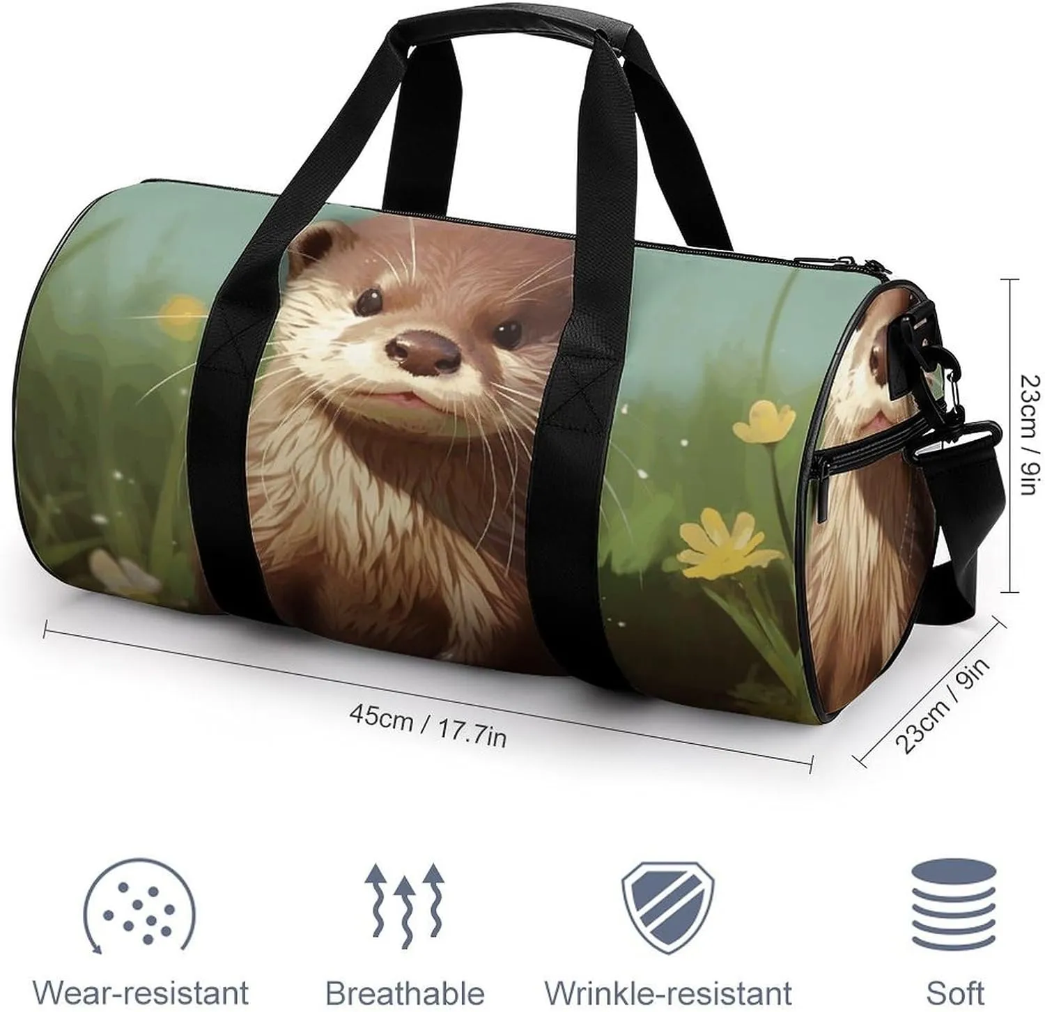 Duffel Bag for Men Women Gym Bag Cute Otter Travel Duffel Bag Waterproof Overnight Bag for Sports Workout