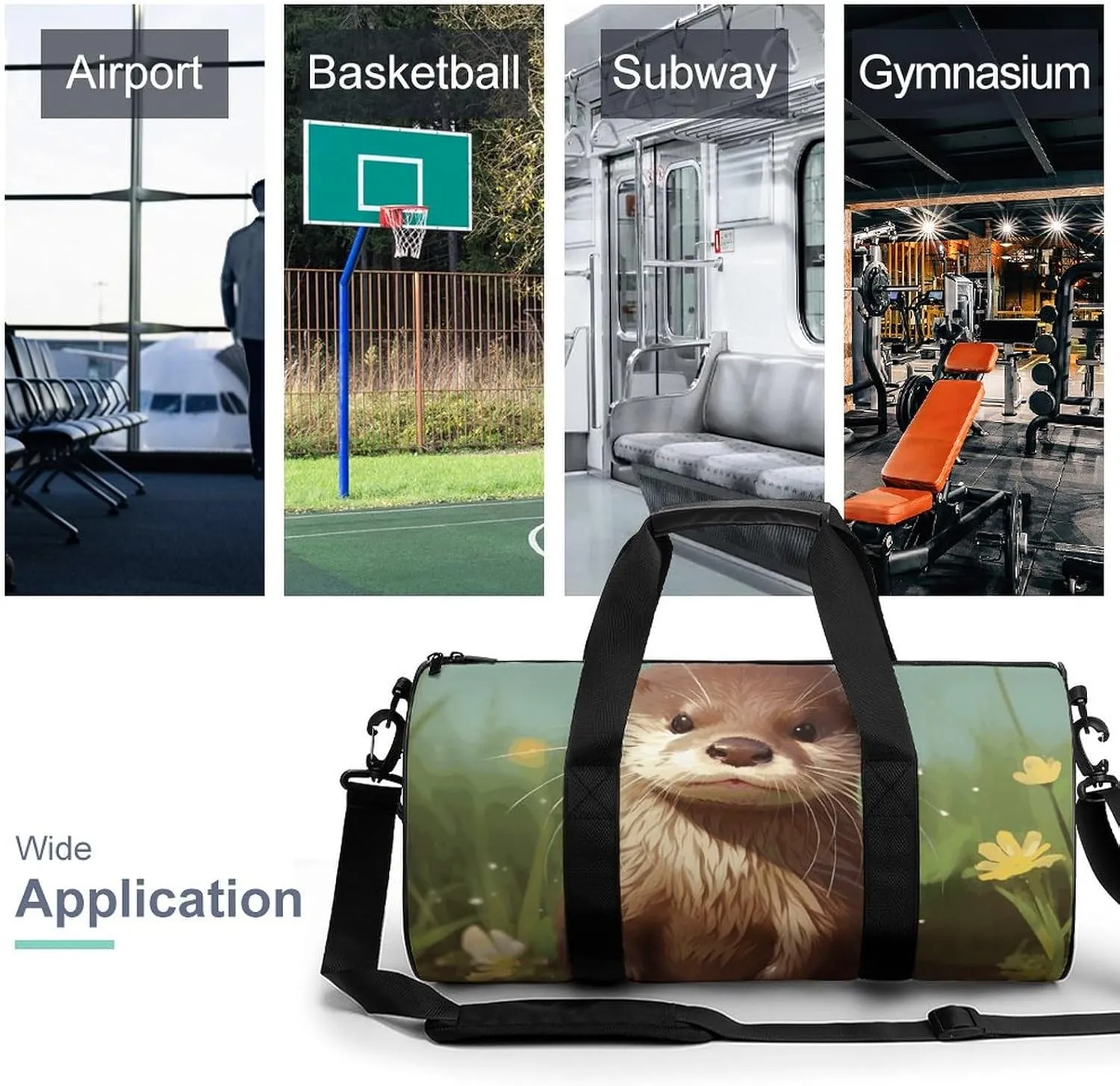 Duffel Bag for Men Women Gym Bag Cute Otter Travel Duffel Bag Waterproof Overnight Bag for Sports Workout