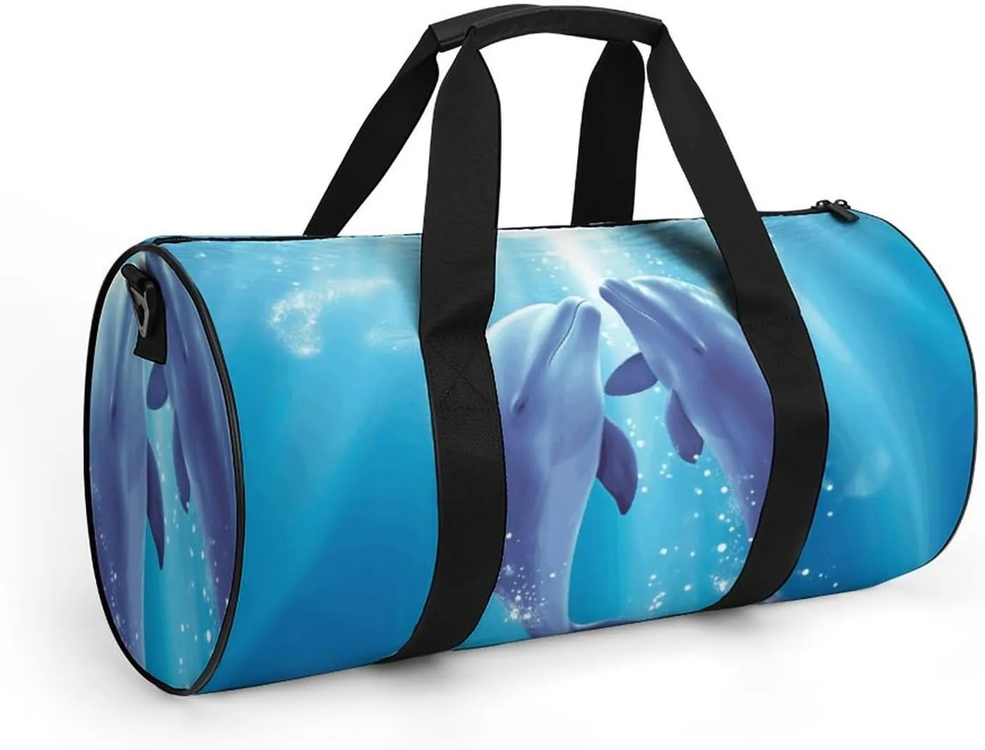Duffel Bag for Men Women Gym Bag Dolphins in Love Travel Duffel Bag Waterproof Overnight Bag for Sports Workout
