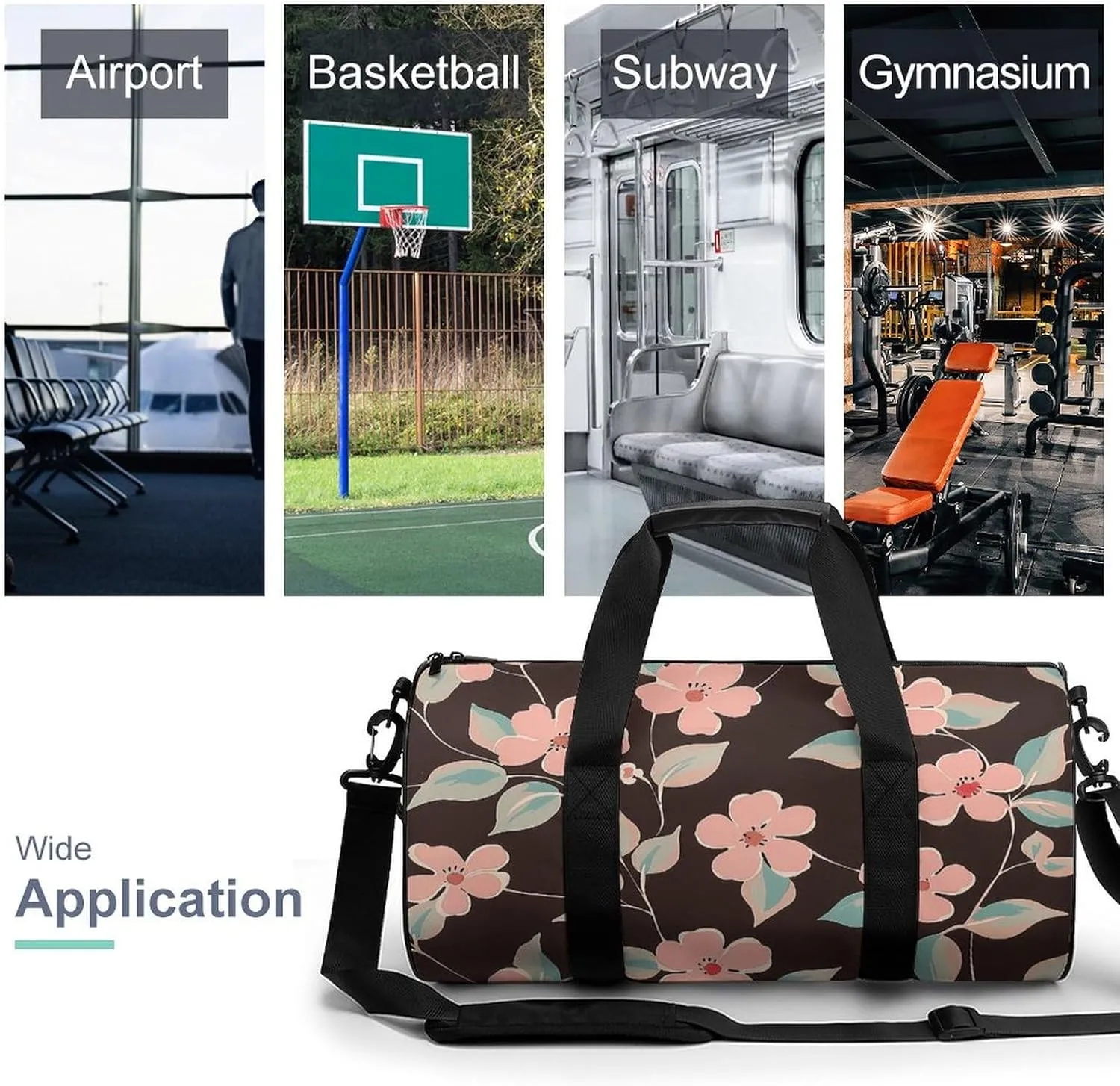 Duffel Bag for Men Women Gym Bag Folk Art Style Travel Duffel Bag Waterproof Overnight Bag for Sports Workout
