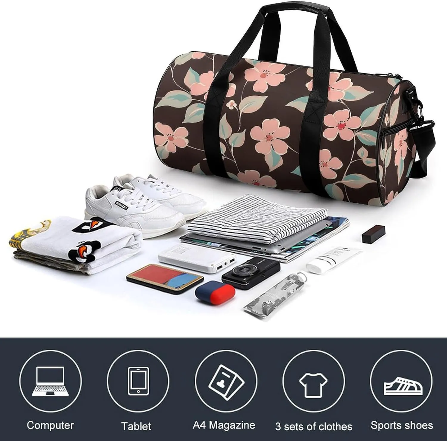 Duffel Bag for Men Women Gym Bag Folk Art Style Travel Duffel Bag Waterproof Overnight Bag for Sports Workout