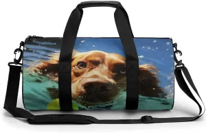 Duffel Bag for Men Women Gym Bag Funny Swimming Dog Travel Duffel Bag Waterproof Overnight Bag for Sports Workout