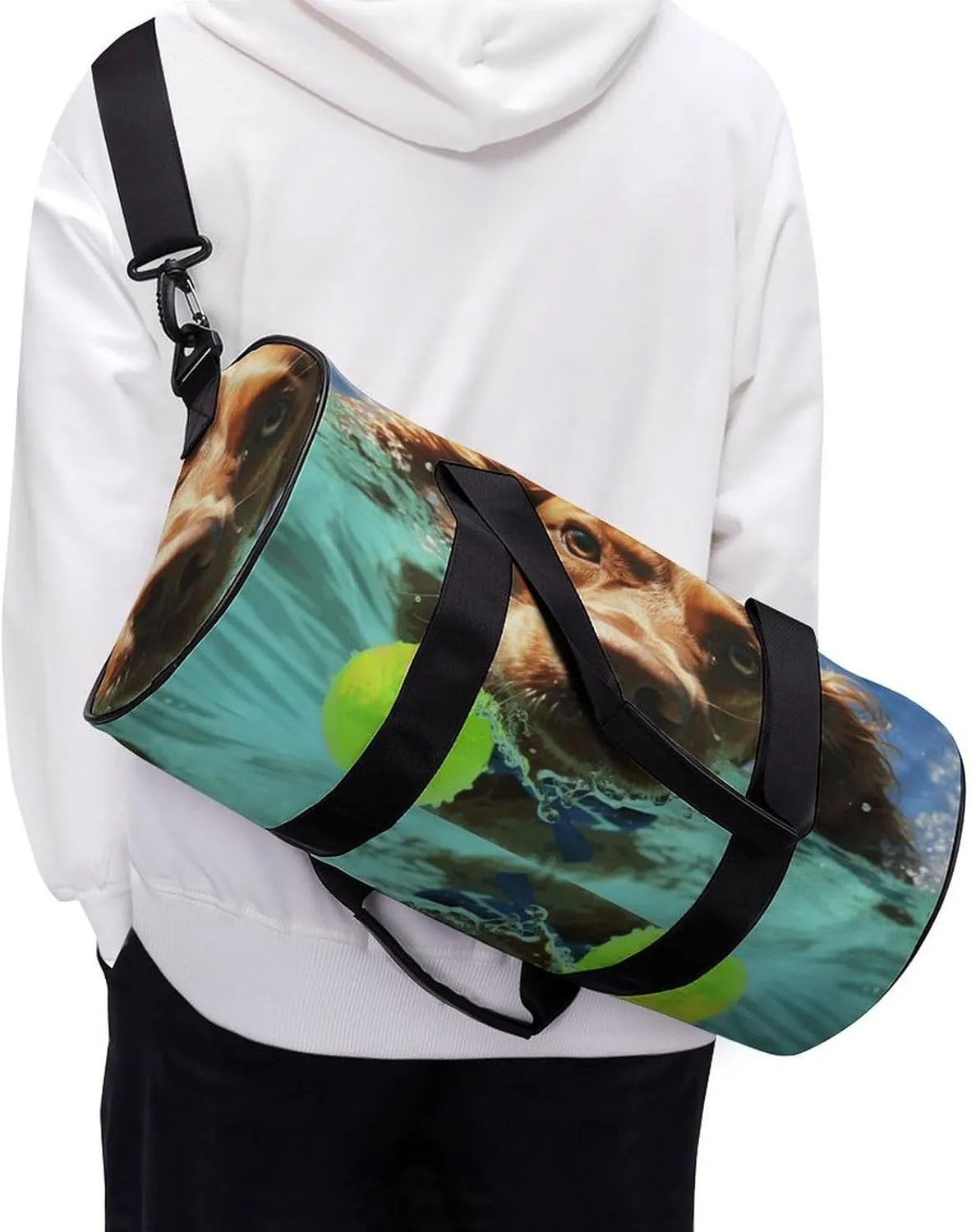 Duffel Bag for Men Women Gym Bag Funny Swimming Dog Travel Duffel Bag Waterproof Overnight Bag for Sports Workout