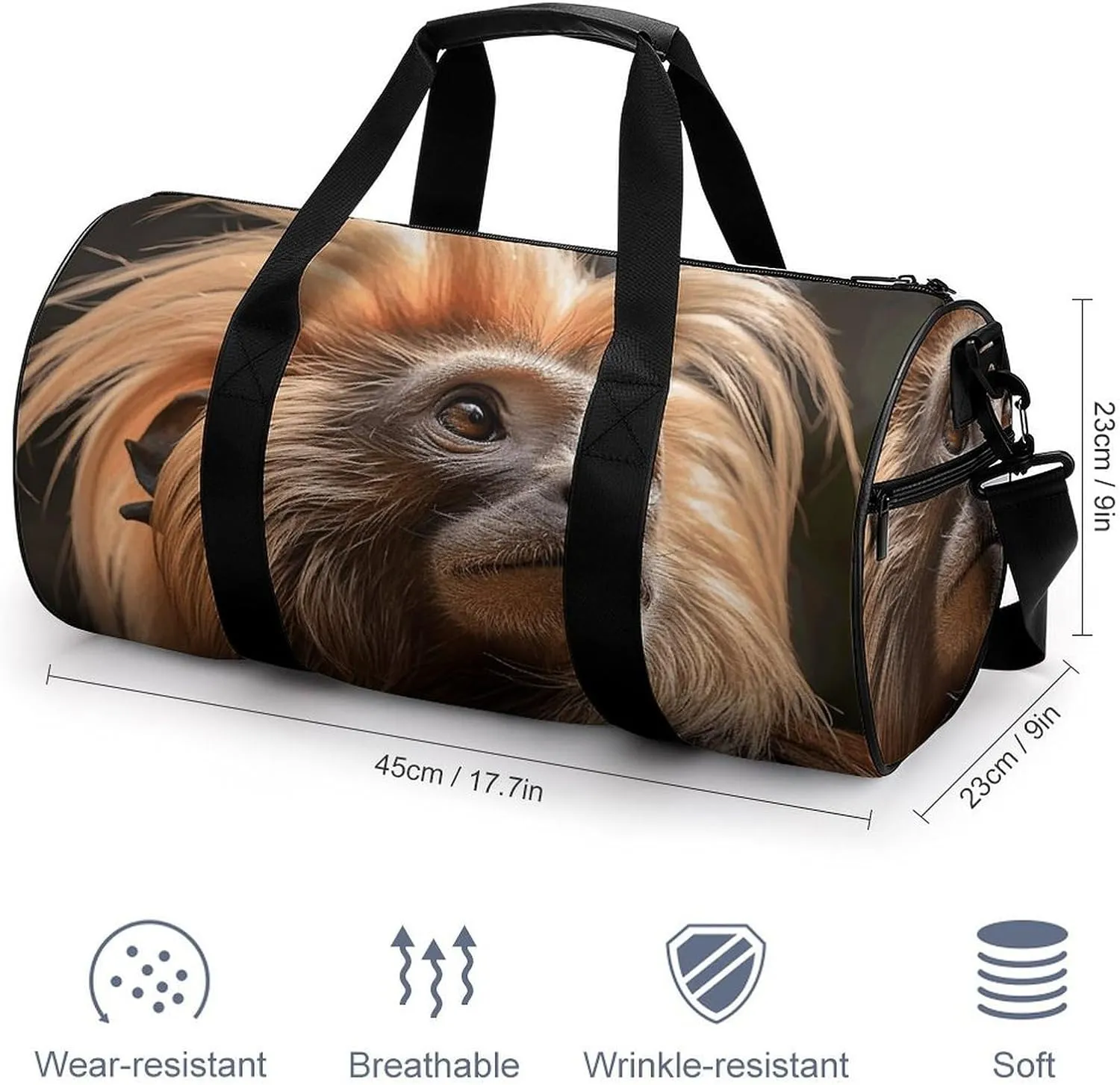 Duffel Bag for Men Women Gym Bag Hairy Monkey Travel Duffel Bag Waterproof Overnight Bag for Sports Workout