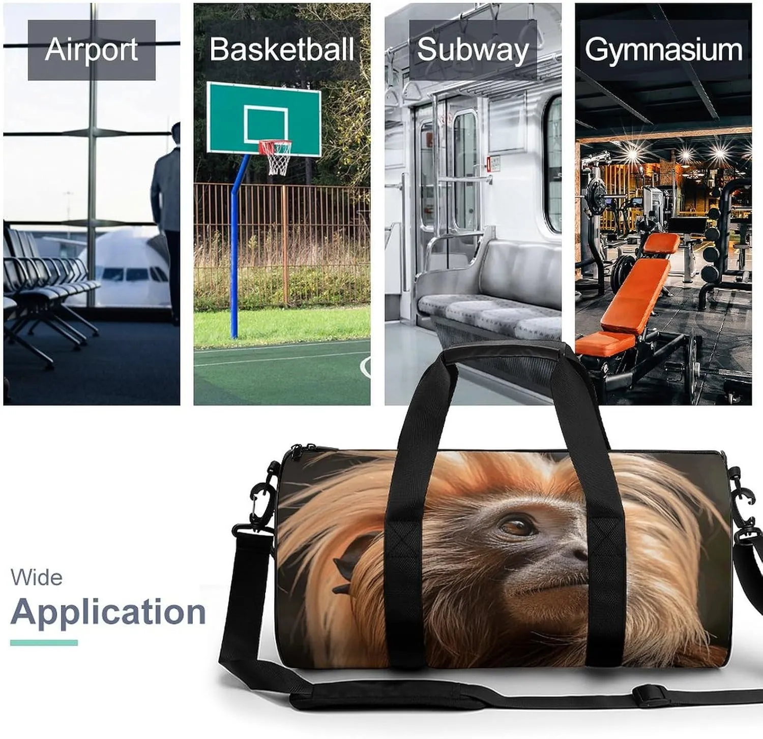 Duffel Bag for Men Women Gym Bag Hairy Monkey Travel Duffel Bag Waterproof Overnight Bag for Sports Workout