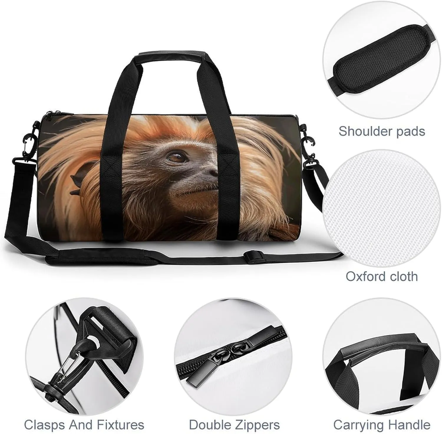 Duffel Bag for Men Women Gym Bag Hairy Monkey Travel Duffel Bag Waterproof Overnight Bag for Sports Workout