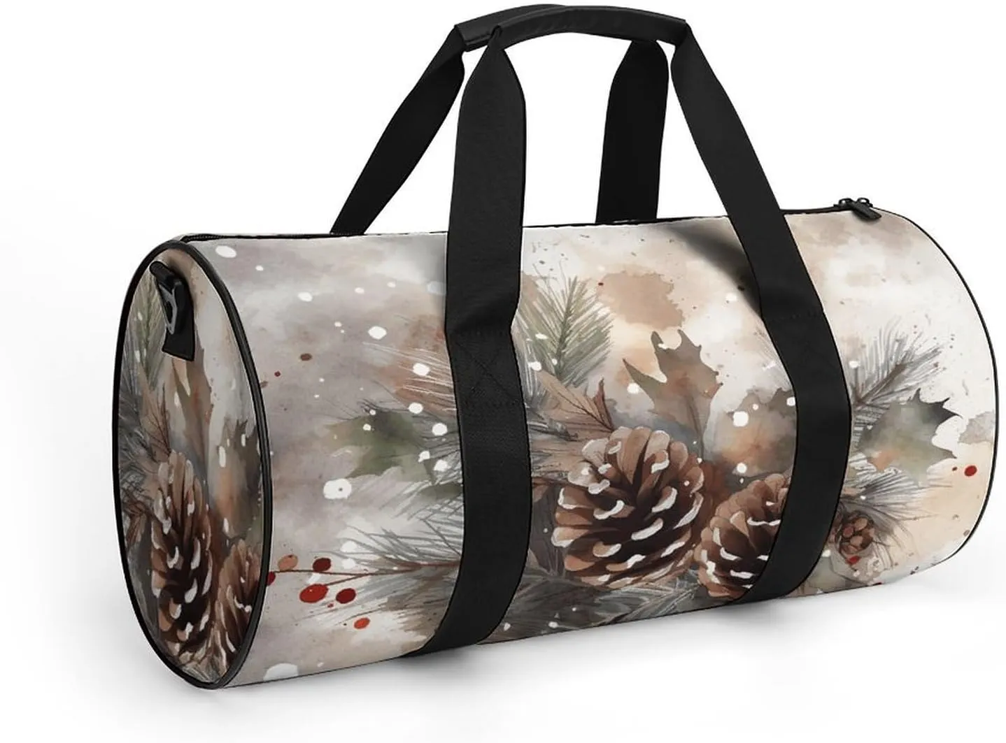 Duffel Bag for Men Women Gym Bag Hand Drawn Holly Branches Travel Duffel Bag Waterproof Overnight Bag for Sports Workout