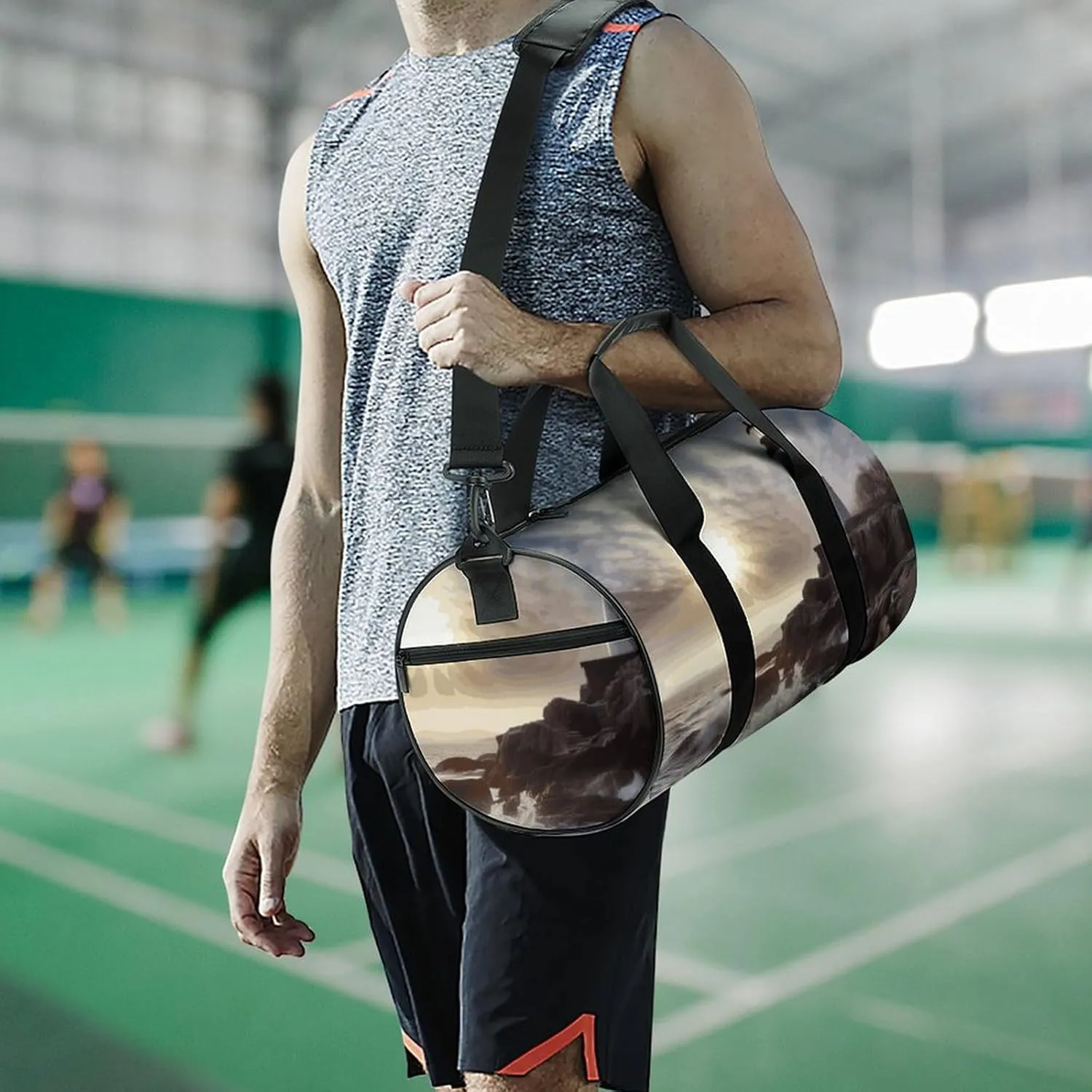 Duffel Bag for Men Women Gym Bag Lighthouse Rocks Seaside Travel Duffel Bag Waterproof Overnight Bag for Sports Workout