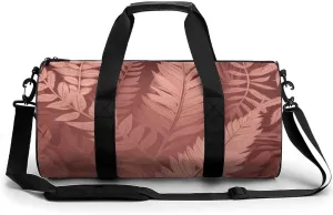 Duffel Bag for Men Women Gym Bag Peach Fern Leaves Travel Duffel Bag Waterproof Overnight Bag for Sports Workout