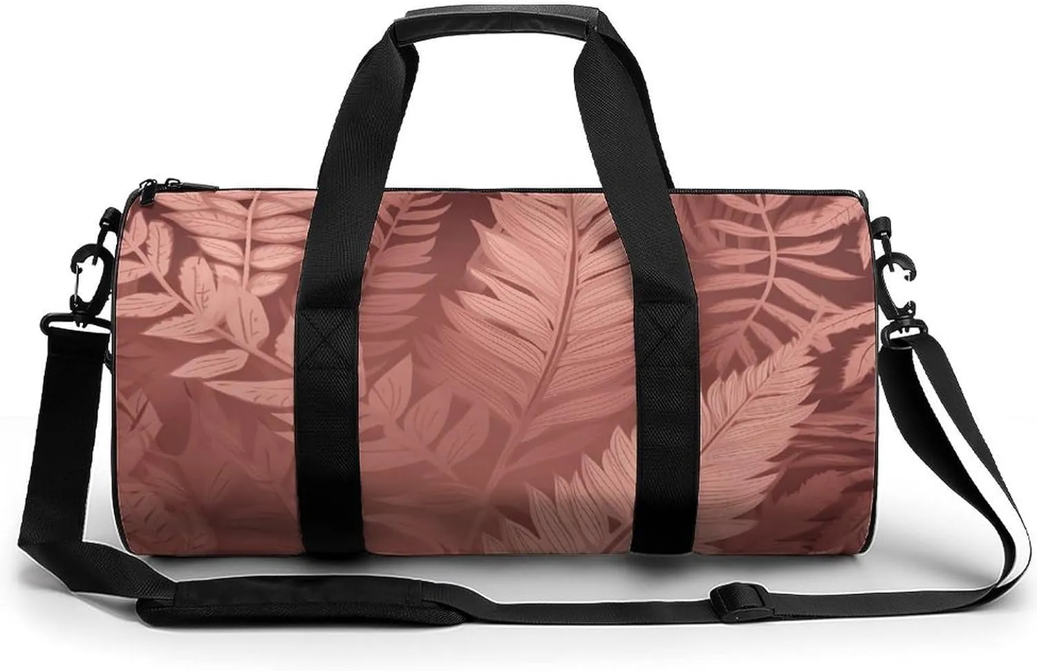 Duffel Bag for Men Women Gym Bag Peach Fern Leaves Travel Duffel Bag Waterproof Overnight Bag for Sports Workout