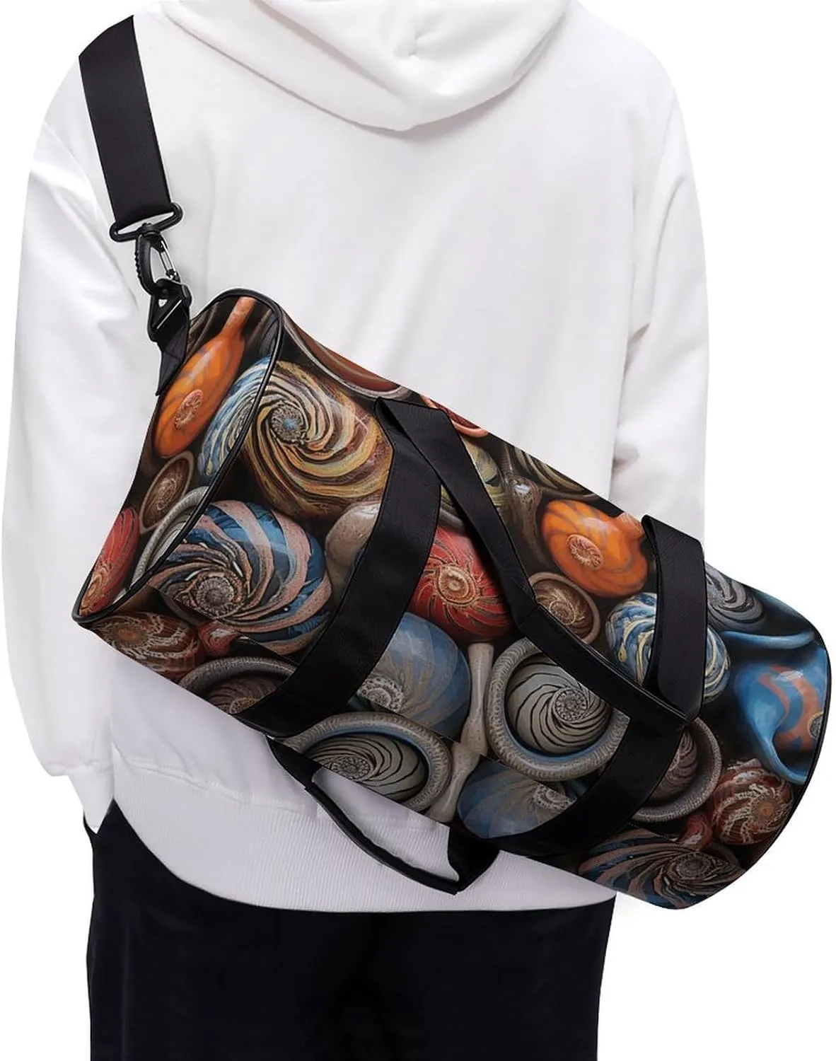 Duffel Bag for Men Women Gym Bag Pile of Snail Shells Travel Duffel Bag Waterproof Overnight Bag for Sports Workout