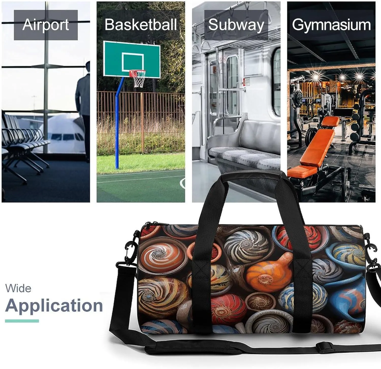 Duffel Bag for Men Women Gym Bag Pile of Snail Shells Travel Duffel Bag Waterproof Overnight Bag for Sports Workout