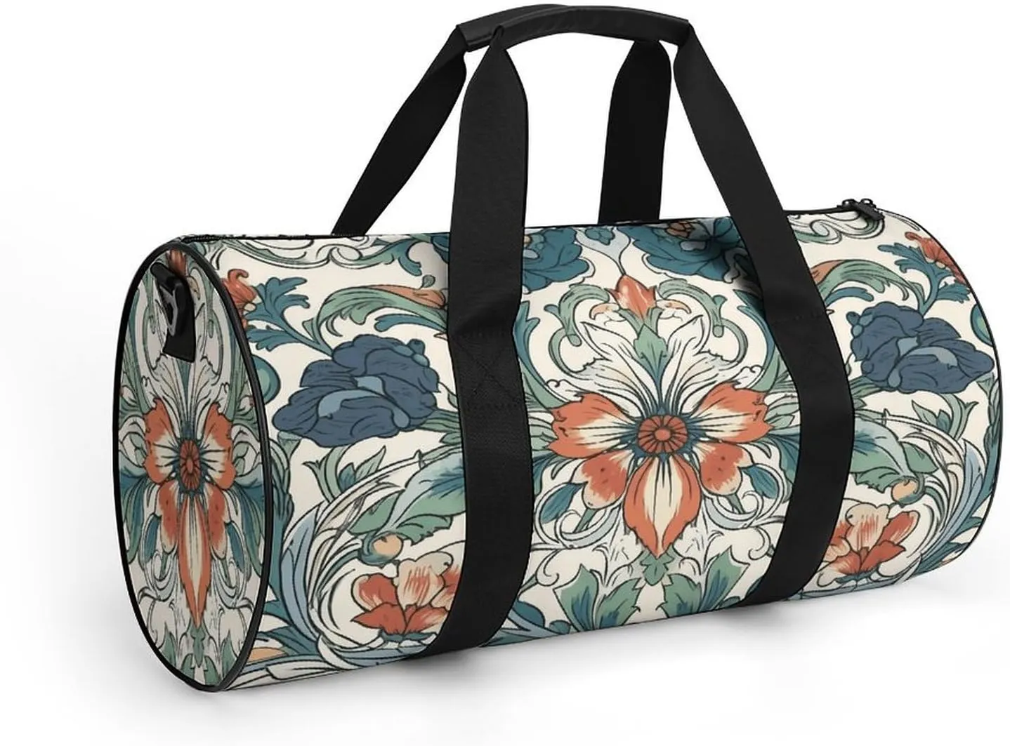 Duffel Bag for Men Women Gym Bag Retro Floral Pattern Travel Duffel Bag Waterproof Overnight Bag for Sports Workout