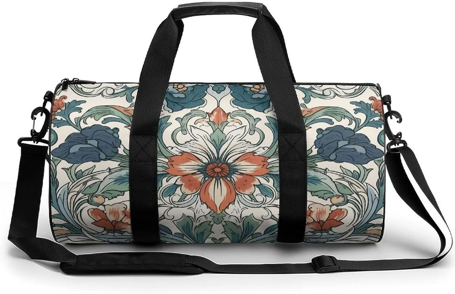 Duffel Bag for Men Women Gym Bag Retro Floral Pattern Travel Duffel Bag Waterproof Overnight Bag for Sports Workout