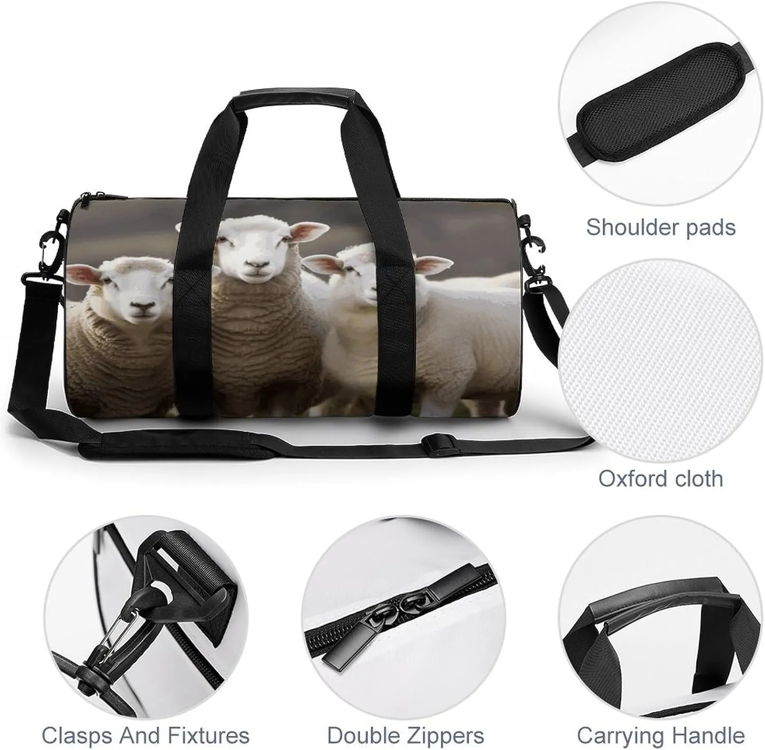 Duffel Bag for Men Women Gym Bag Sheep And Lambs Travel Duffel Bag Waterproof Overnight Bag for Sports Workout