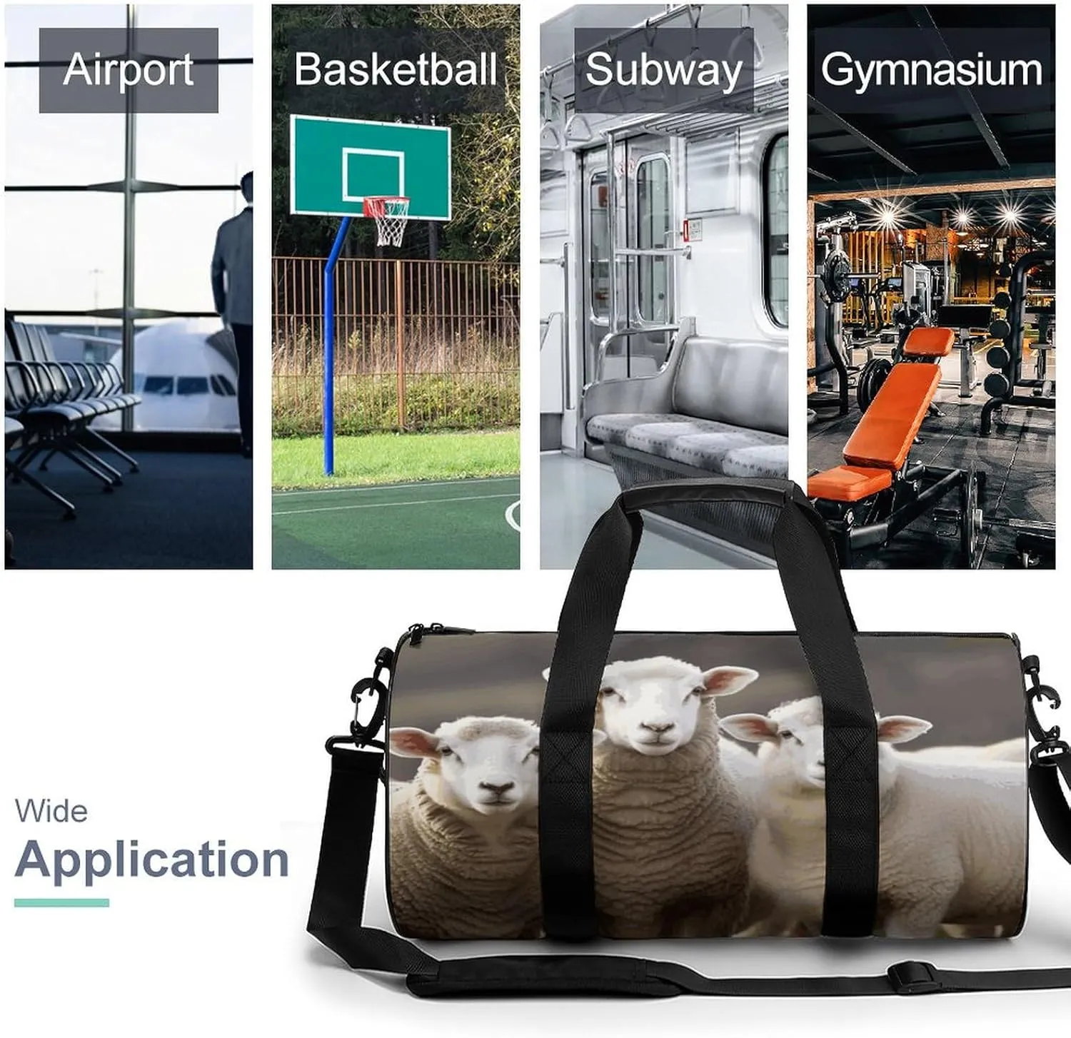 Duffel Bag for Men Women Gym Bag Sheep And Lambs Travel Duffel Bag Waterproof Overnight Bag for Sports Workout