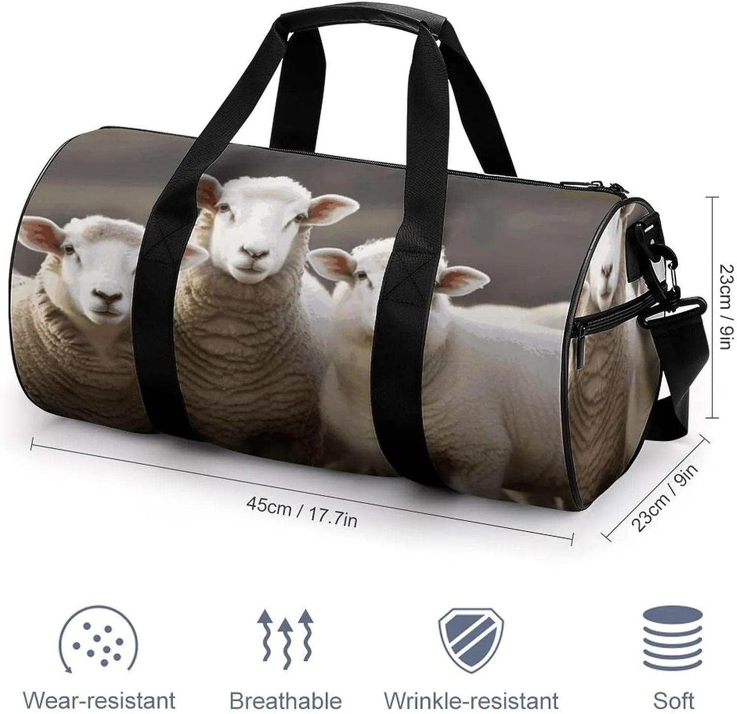 Duffel Bag for Men Women Gym Bag Sheep And Lambs Travel Duffel Bag Waterproof Overnight Bag for Sports Workout