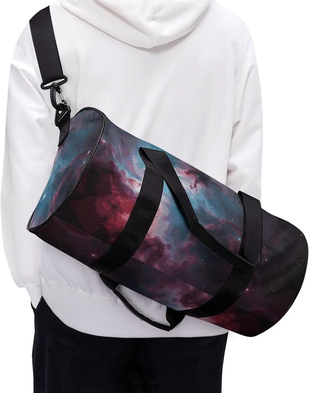 Duffel Bag for Men Women Gym Bag Space Nebula with Cluster Travel Duffel Bag Waterproof Overnight Bag for Sports Workout