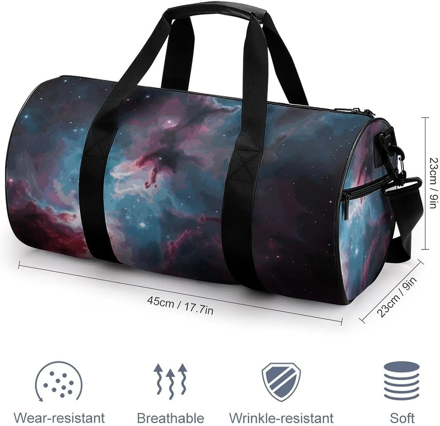 Duffel Bag for Men Women Gym Bag Space Nebula with Cluster Travel Duffel Bag Waterproof Overnight Bag for Sports Workout