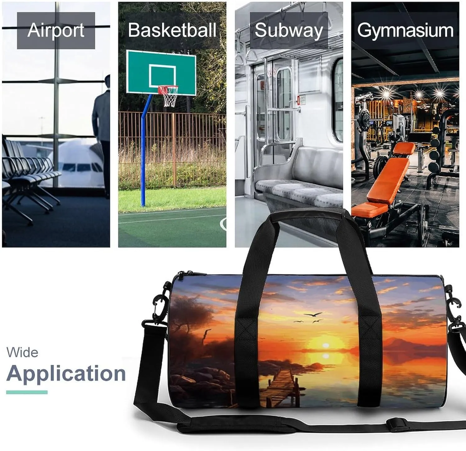 Duffel Bag for Men Women Gym Bag Sunset Scenery Travel Duffel Bag Waterproof Overnight Bag for Sports Workout