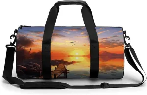 Duffel Bag for Men Women Gym Bag Sunset Scenery Travel Duffel Bag Waterproof Overnight Bag for Sports Workout