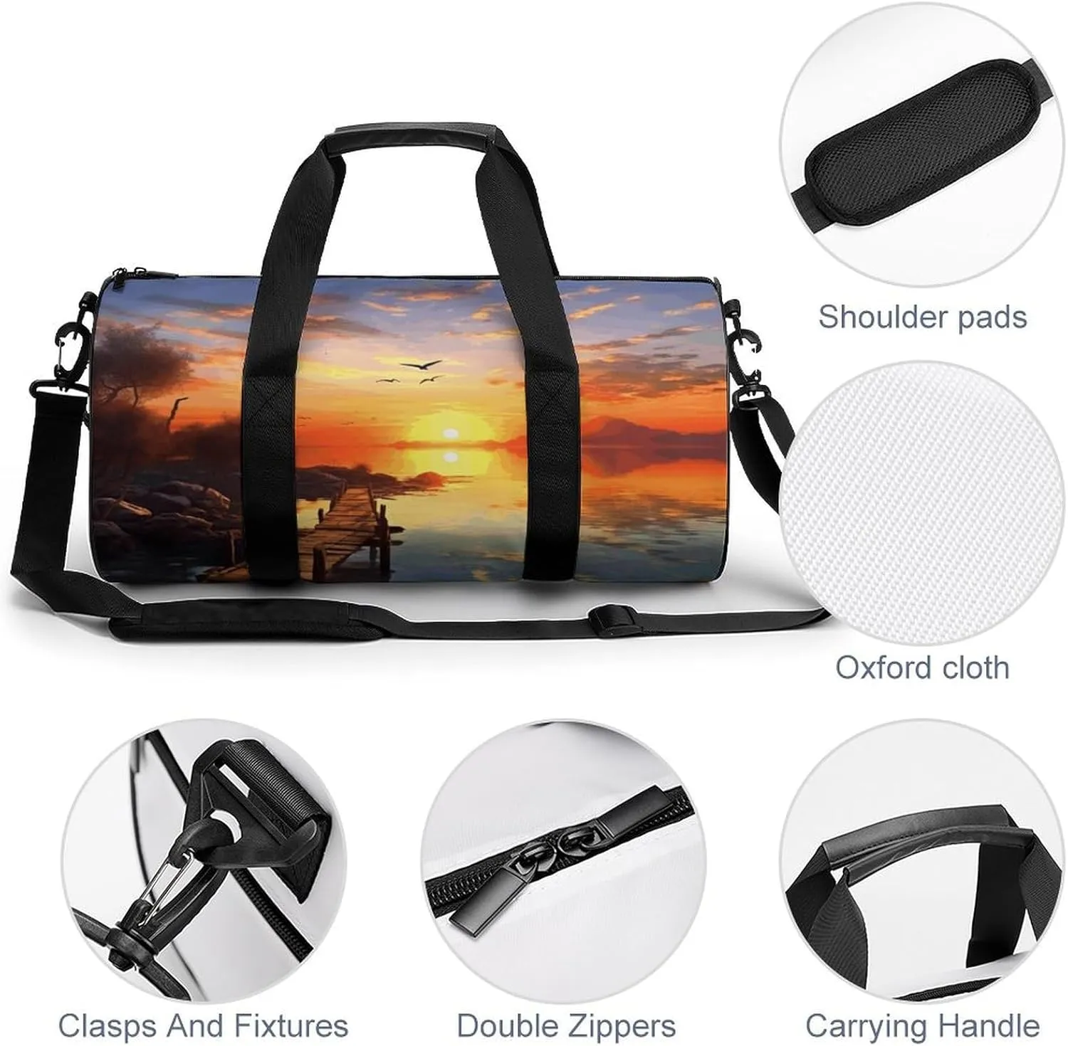 Duffel Bag for Men Women Gym Bag Sunset Scenery Travel Duffel Bag Waterproof Overnight Bag for Sports Workout