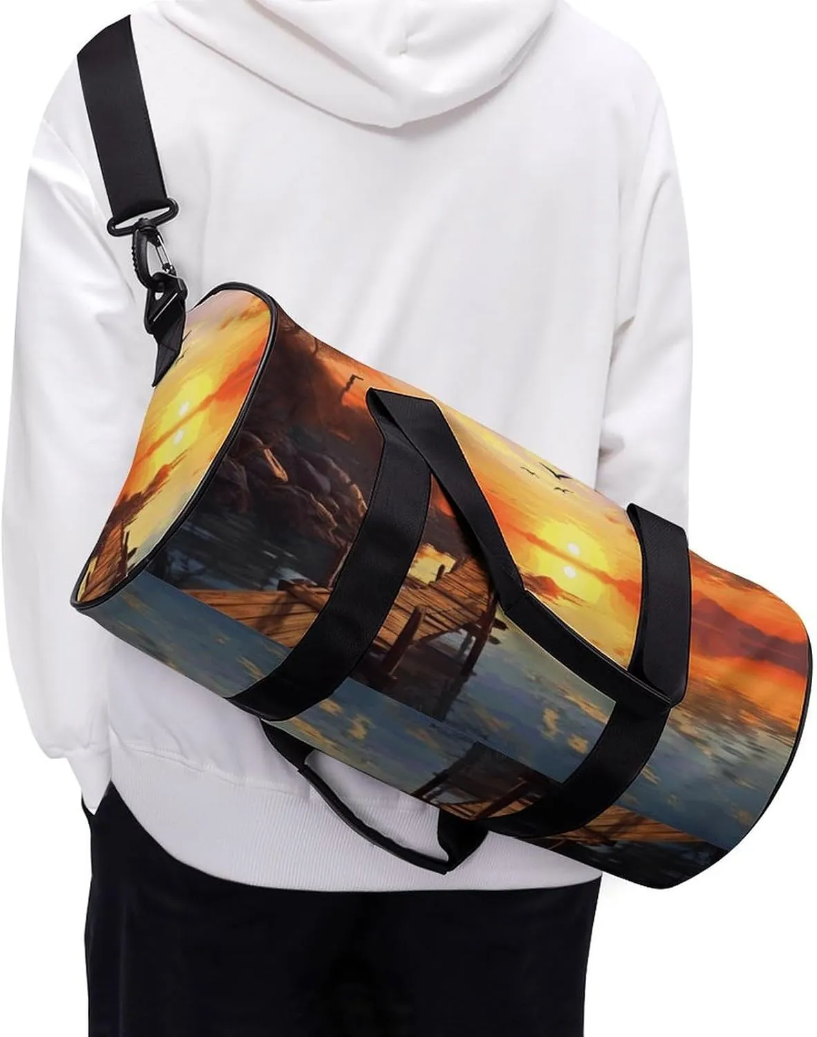 Duffel Bag for Men Women Gym Bag Sunset Scenery Travel Duffel Bag Waterproof Overnight Bag for Sports Workout
