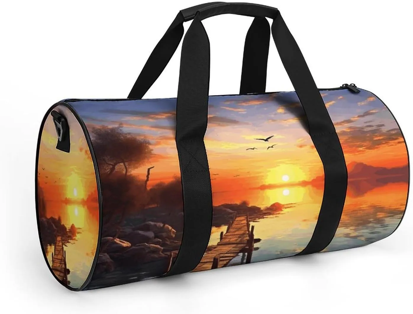 Duffel Bag for Men Women Gym Bag Sunset Scenery Travel Duffel Bag Waterproof Overnight Bag for Sports Workout