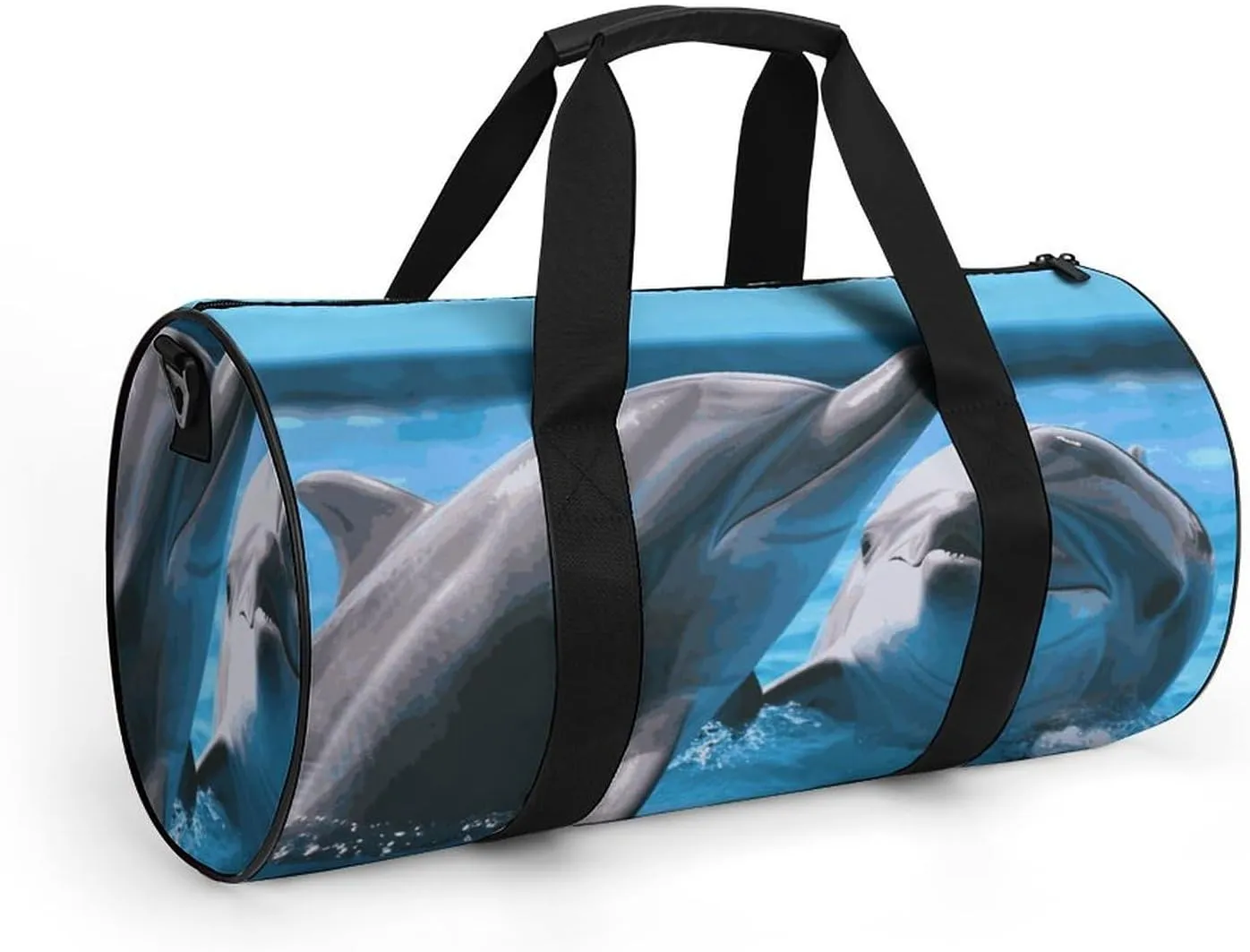 Duffel Bag for Men Women Gym Bag Two Dolphins in The Water Travel Duffel Bag Waterproof Overnight Bag for Sports Workout