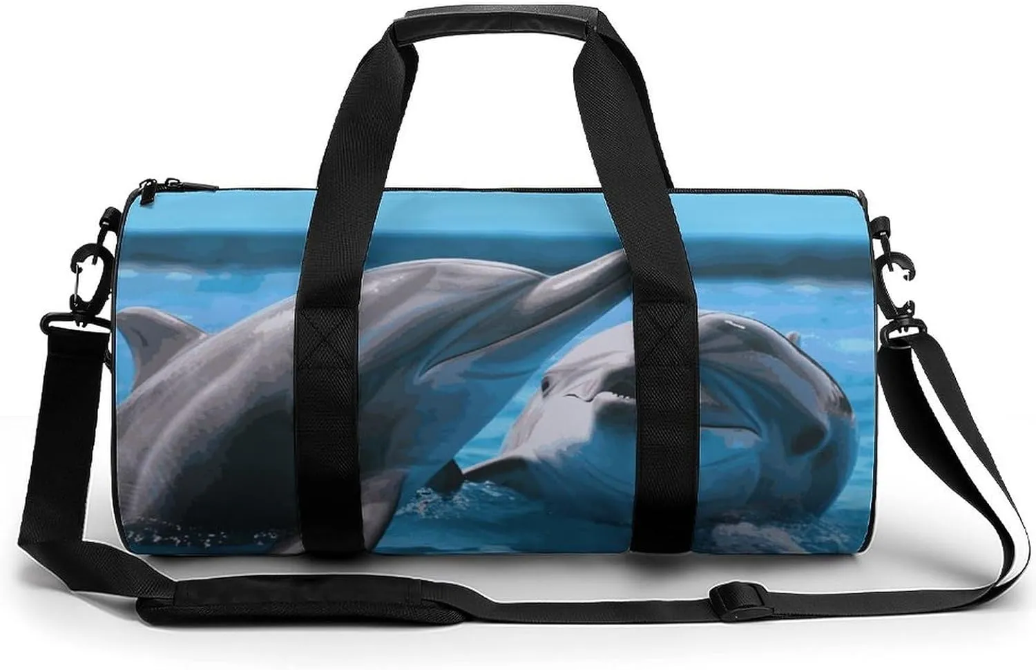 Duffel Bag for Men Women Gym Bag Two Dolphins in The Water Travel Duffel Bag Waterproof Overnight Bag for Sports Workout