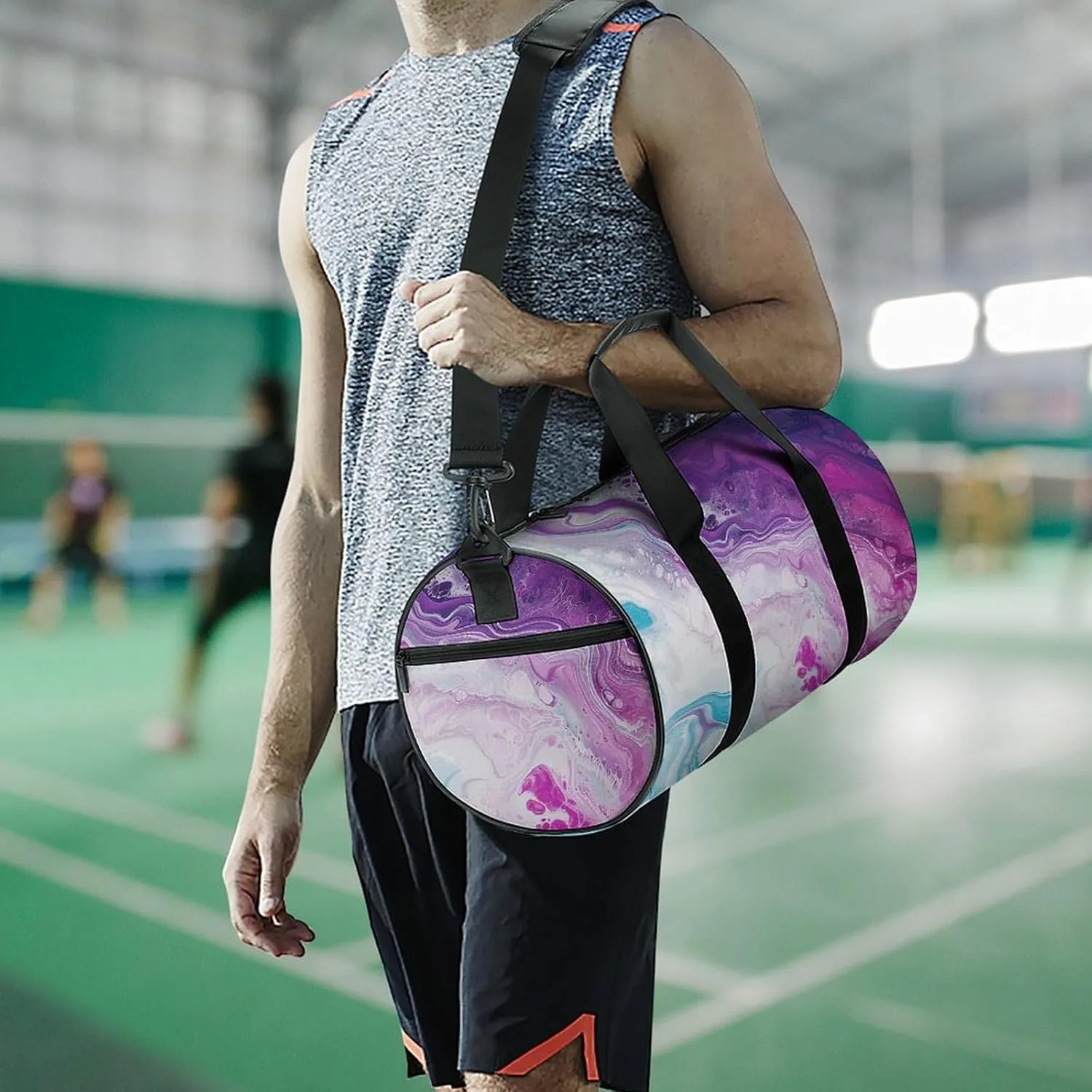 Duffel Bag for Men Women Gym Bag White Swirling Liquid Travel Duffel Bag Waterproof Overnight Bag for Sports Workout
