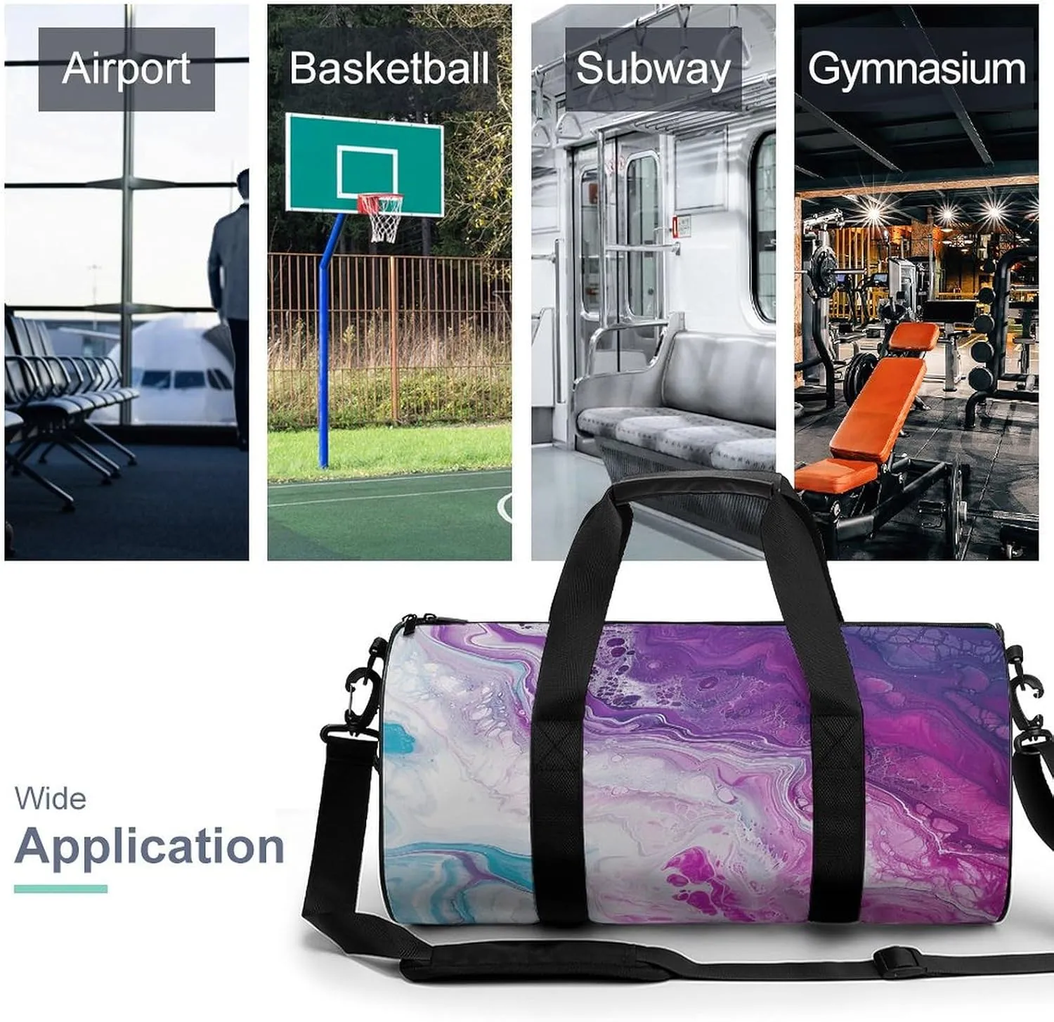Duffel Bag for Men Women Gym Bag White Swirling Liquid Travel Duffel Bag Waterproof Overnight Bag for Sports Workout