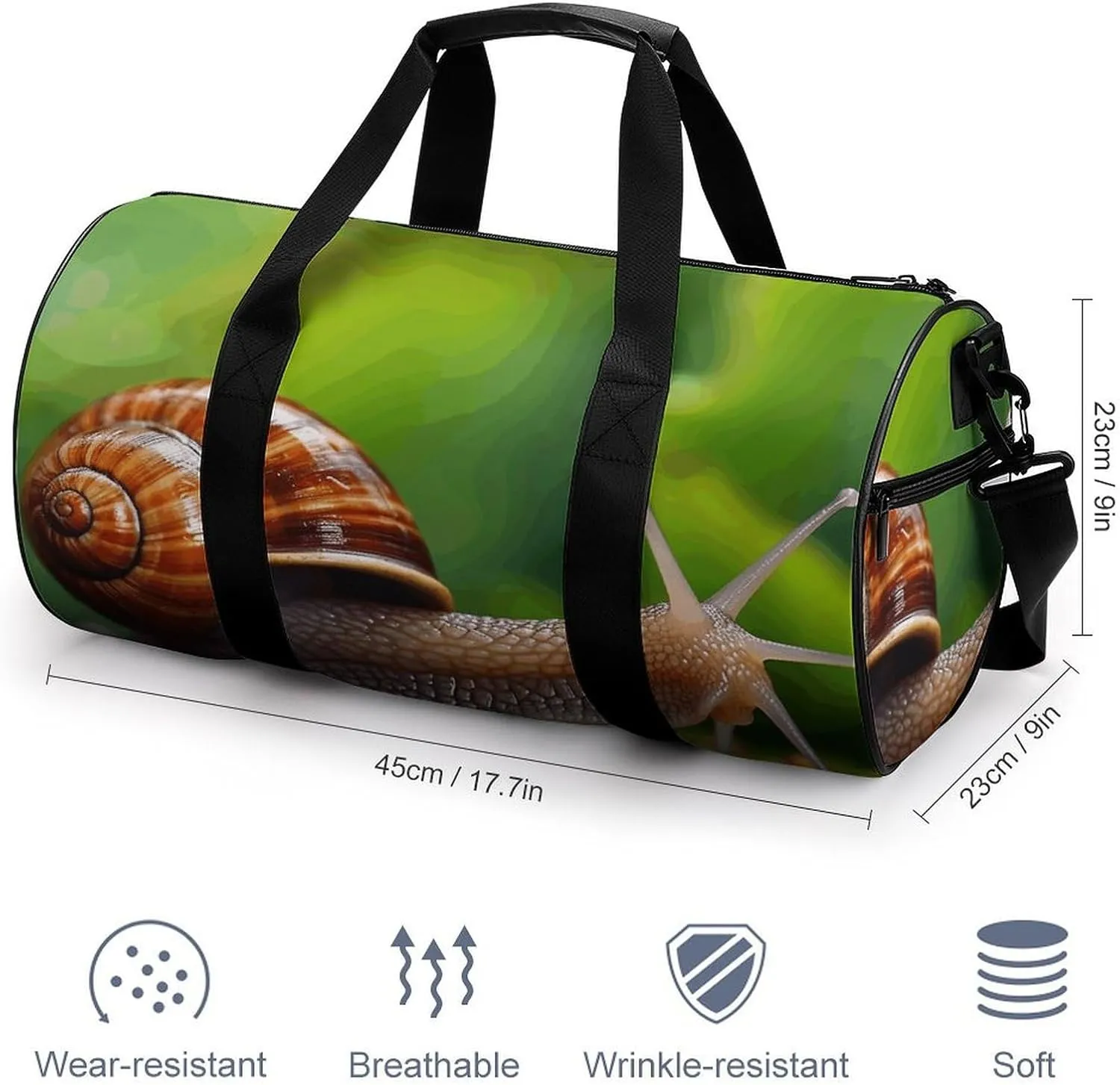 Duffel Bag for Men Women Gym Bag Wildlife Animal Snail Travel Duffel Bag Waterproof Overnight Bag for Sports Workout