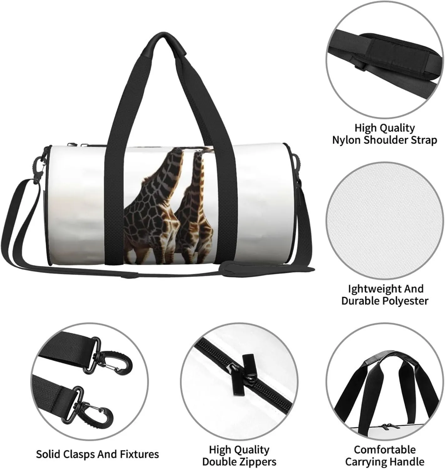 Duffel Bag for Men Women Small Gym Bag African Giraffe Travel Duffel Bag Waterproof Overnight Bag for Sports Workout