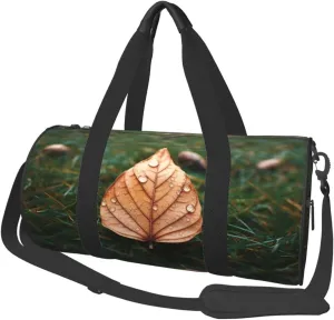 Duffel Bag for Men Women Small Gym Bag Autmn Leaf in Grass Travel Duffel Bag Waterproof Overnight Bag for Sports Workout