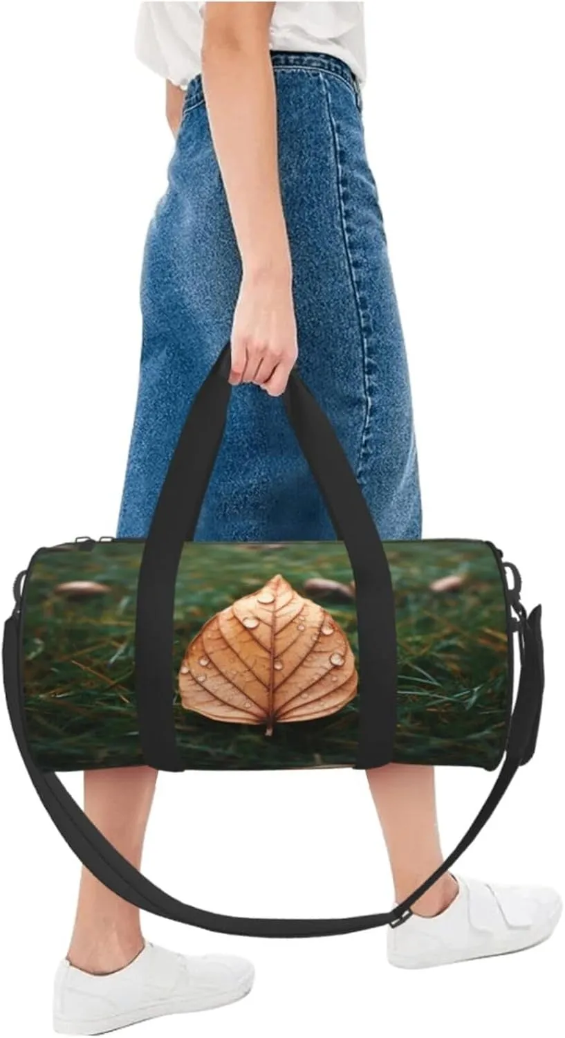 Duffel Bag for Men Women Small Gym Bag Autmn Leaf in Grass Travel Duffel Bag Waterproof Overnight Bag for Sports Workout
