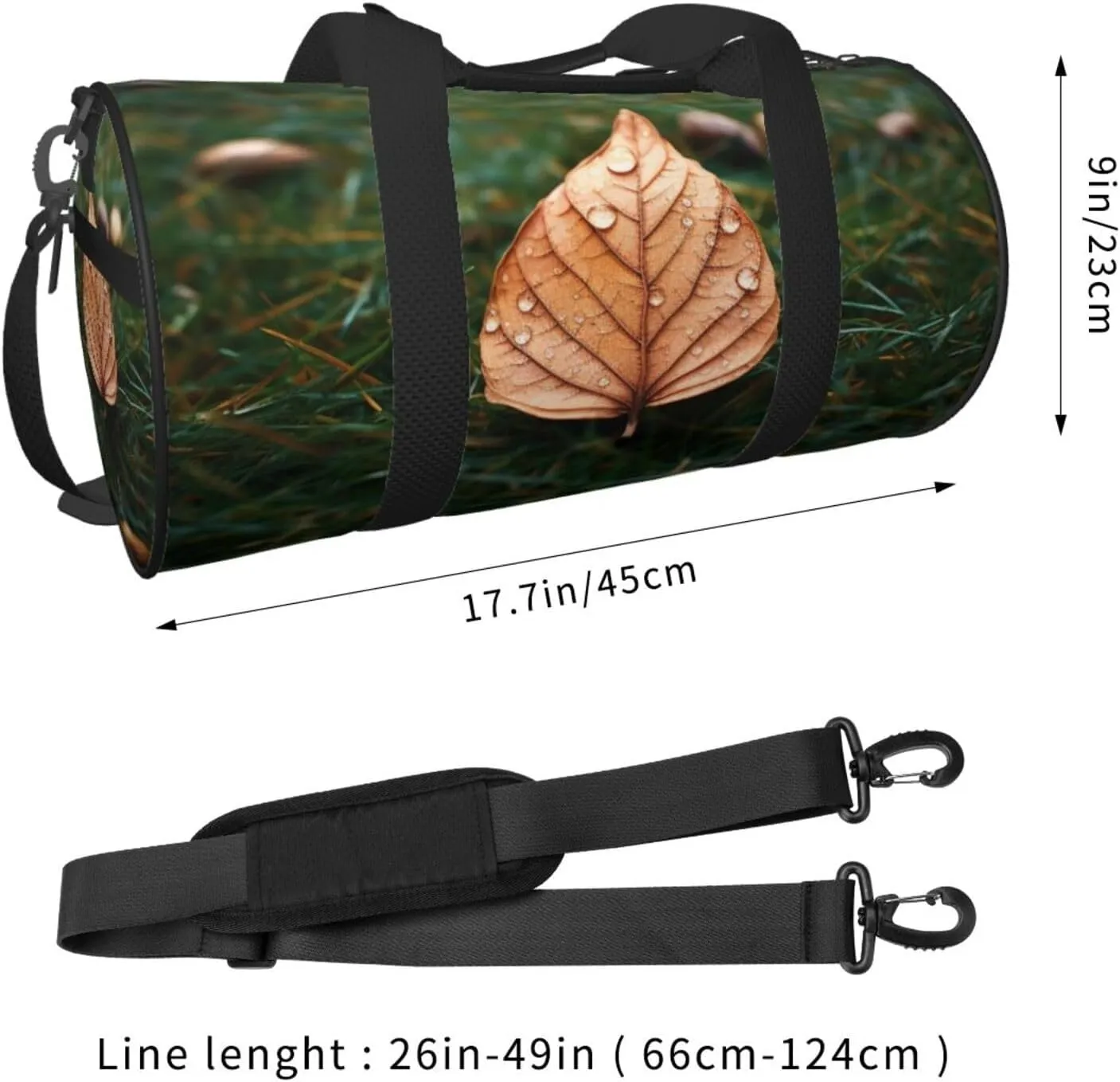 Duffel Bag for Men Women Small Gym Bag Autmn Leaf in Grass Travel Duffel Bag Waterproof Overnight Bag for Sports Workout