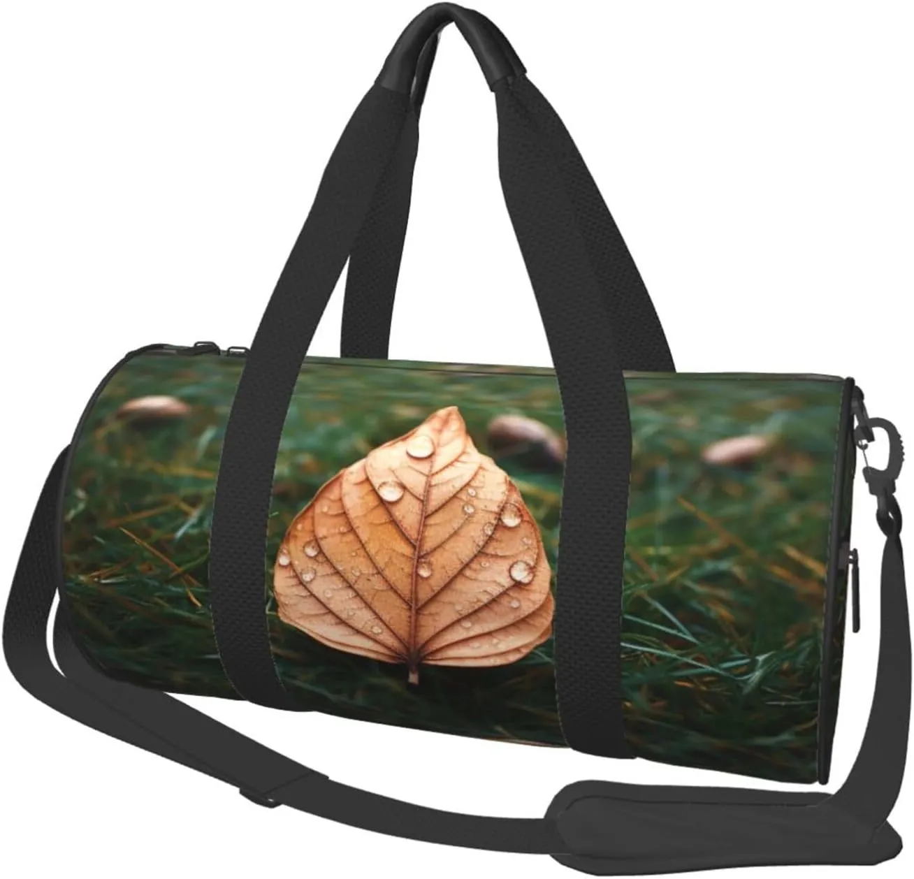 Duffel Bag for Men Women Small Gym Bag Autmn Leaf in Grass Travel Duffel Bag Waterproof Overnight Bag for Sports Workout