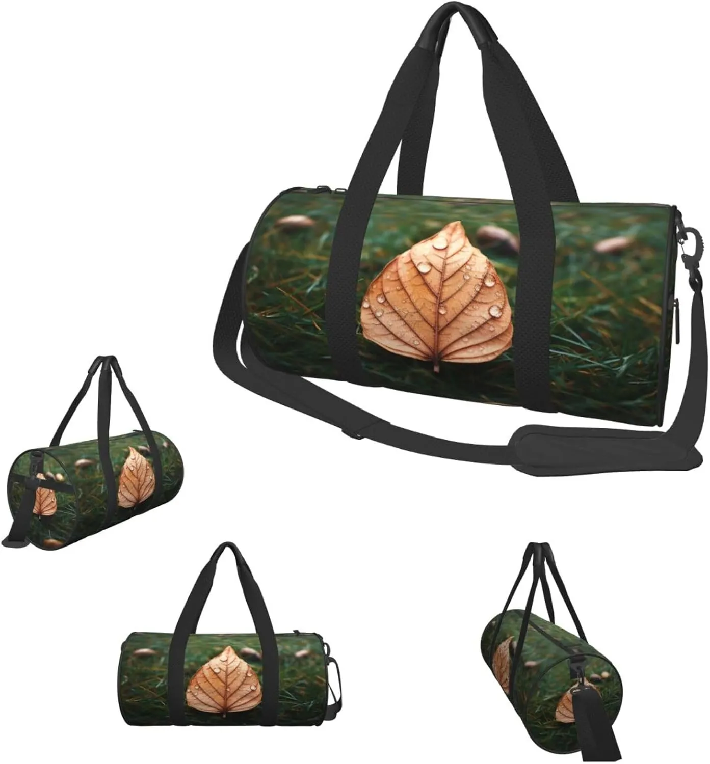 Duffel Bag for Men Women Small Gym Bag Autmn Leaf in Grass Travel Duffel Bag Waterproof Overnight Bag for Sports Workout