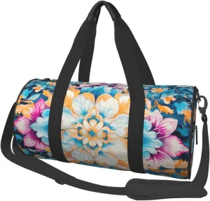 Duffel Bag for Men Women Small Gym Bag Bohemian Blue Travel Duffel Bag Waterproof Overnight Bag for Sports Workout