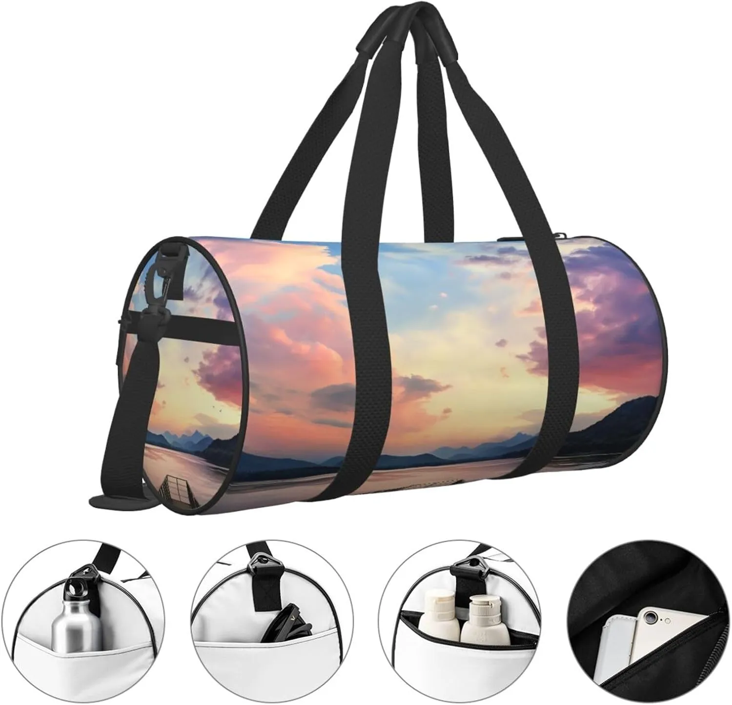 Duffel Bag for Men Women Small Gym Bag Calm sky Travel Duffel Bag Waterproof Overnight Bag for Sports Workout