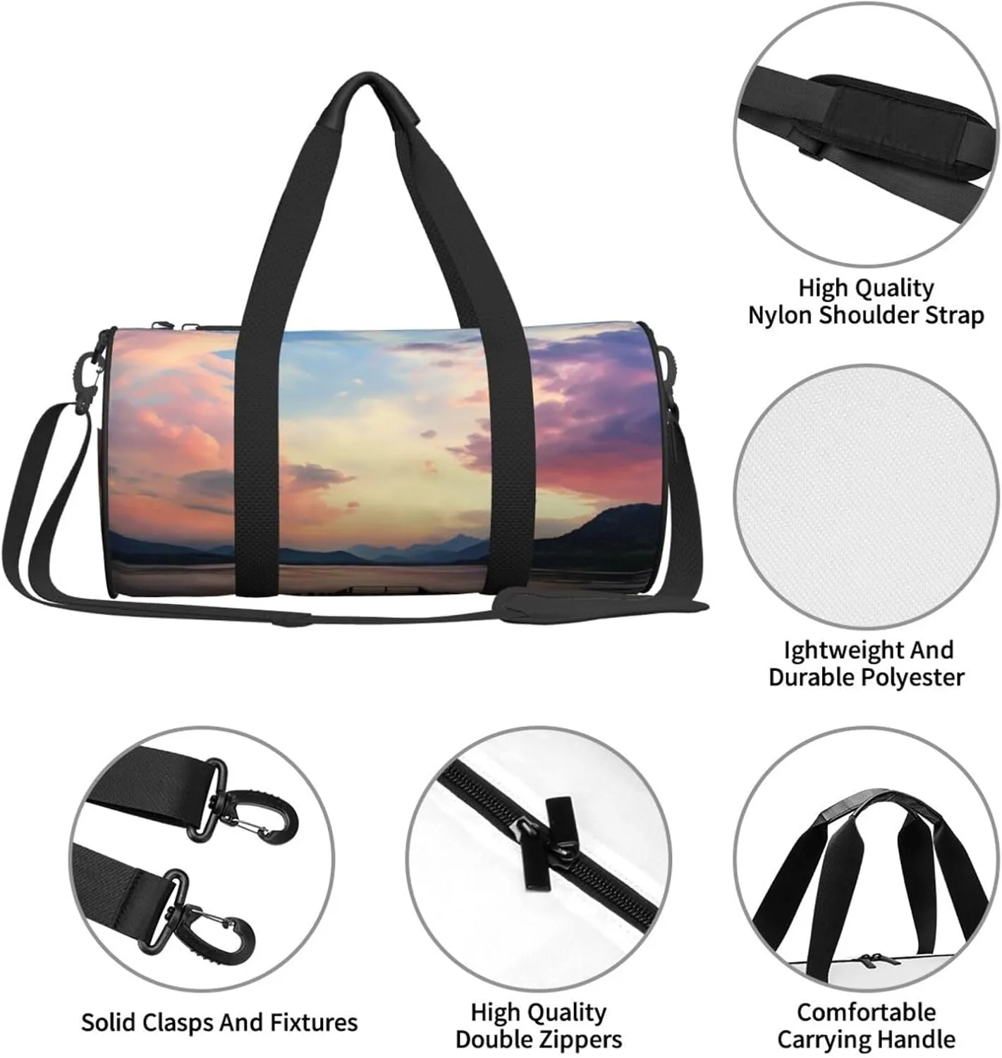 Duffel Bag for Men Women Small Gym Bag Calm sky Travel Duffel Bag Waterproof Overnight Bag for Sports Workout