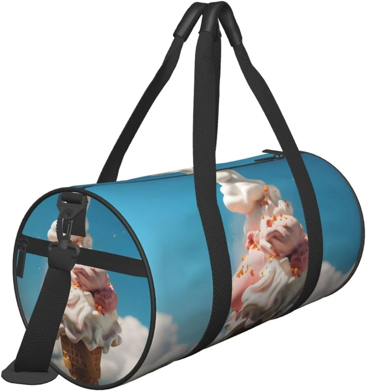 Duffel Bag for Men Women Small Gym Bag Cloudy Ice Cream Travel Duffel Bag Waterproof Overnight Bag for Sports Workout